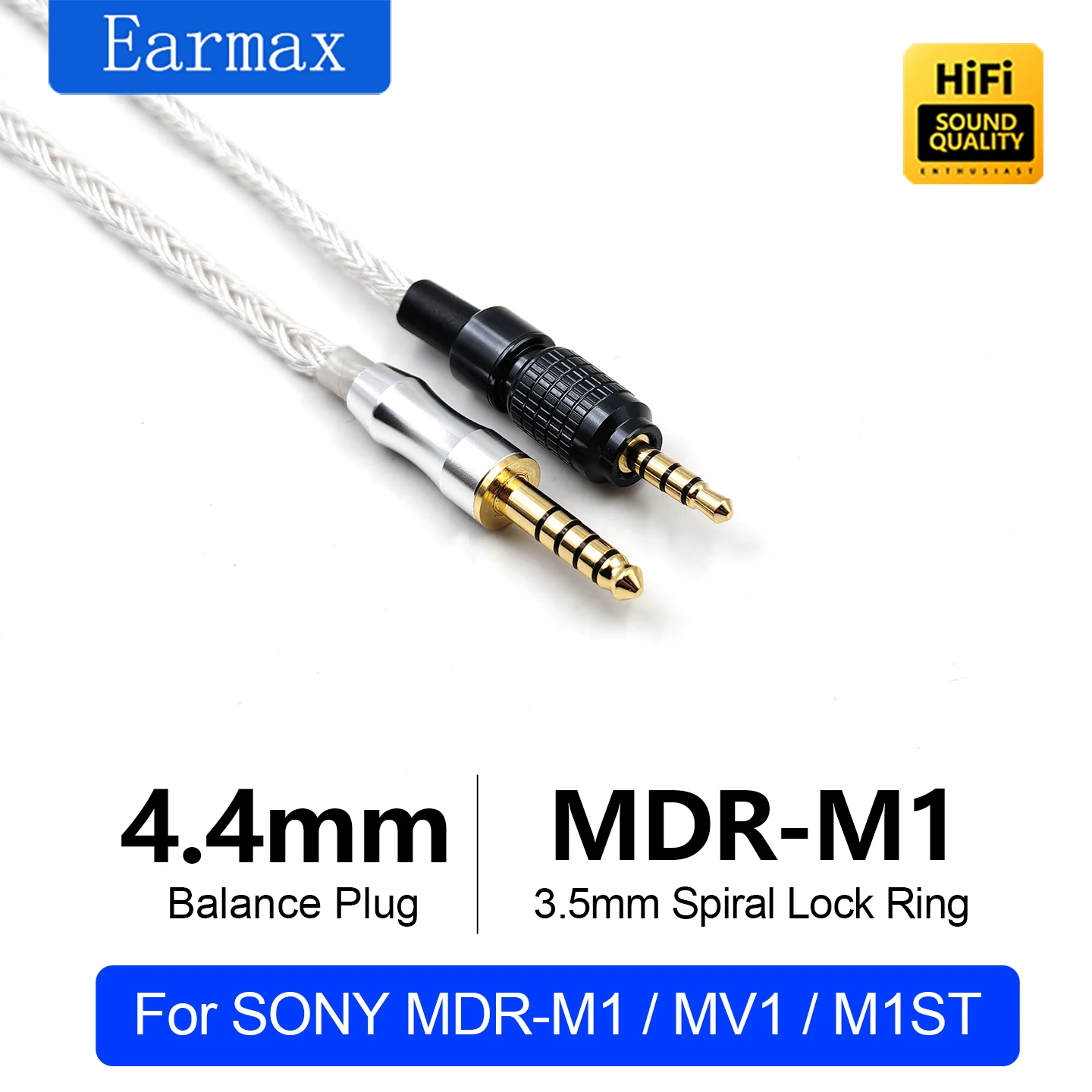 4,4-мм симметричный 4-контактный XLR-кабель с 16-жильным проводом из монокристаллической меди с серебряным покрытием, HIFI-кабель для наушников SONY MDR-M1 MV1 M1ST