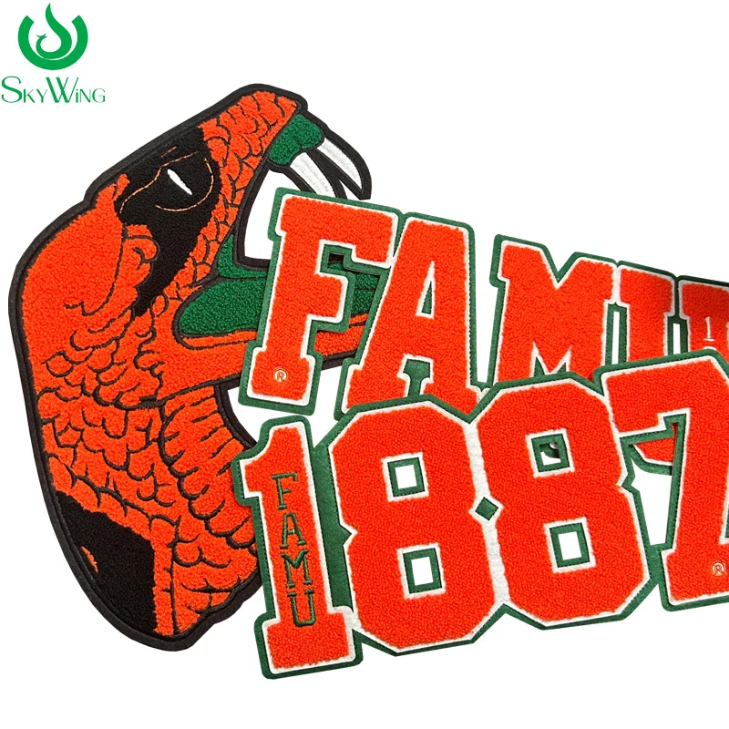 Parche de chenilla Rattler para chaqueta universitaria, Universidad FAMU Florida A&M, Parche de hierro de hermandad HBCU, Parche bordado personalizado