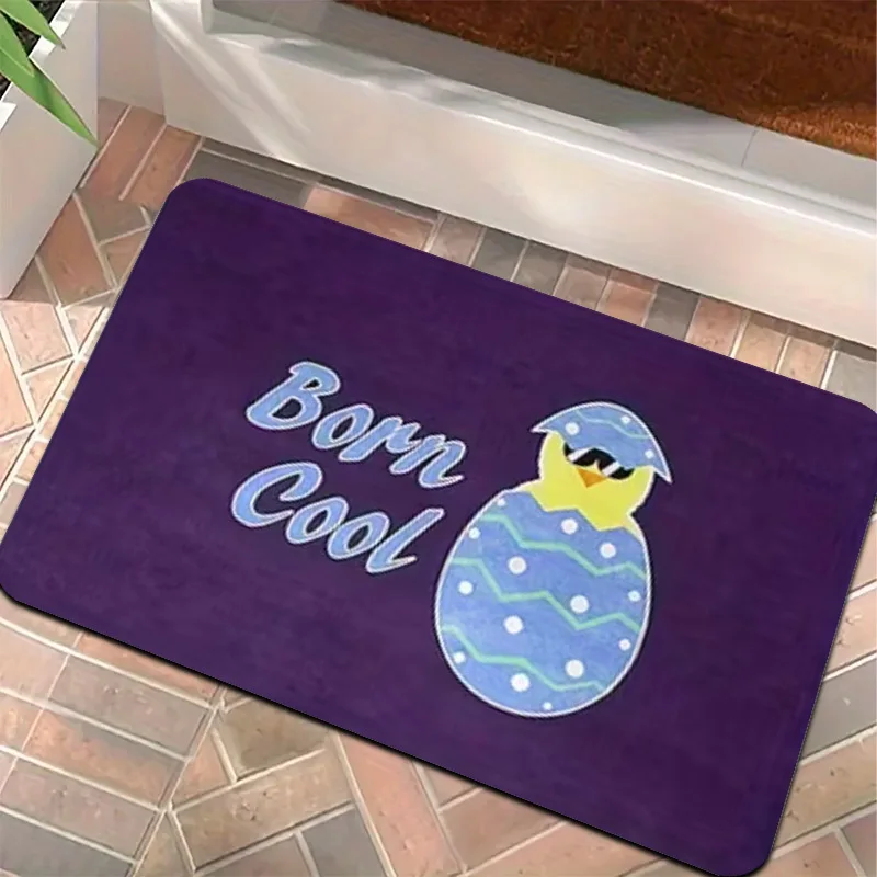 Cute Born Cool Chick Egg Bathroom Mat Rug for Nursery Kids Bathroom Decor Washable Bath Mat