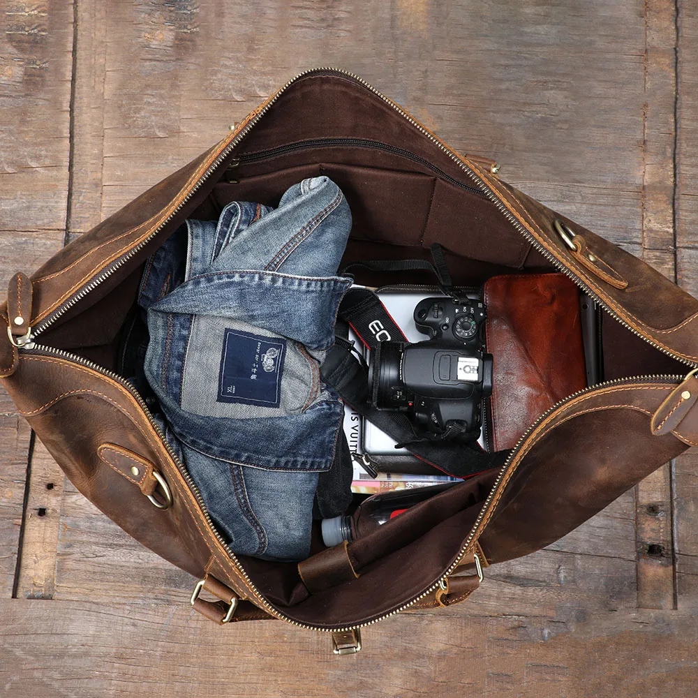 S.WORKER Premium Vollnarbenleder-Reisetasche Echtes Leder Vintage-Stil Große Handgepäcktasche – Detail 26