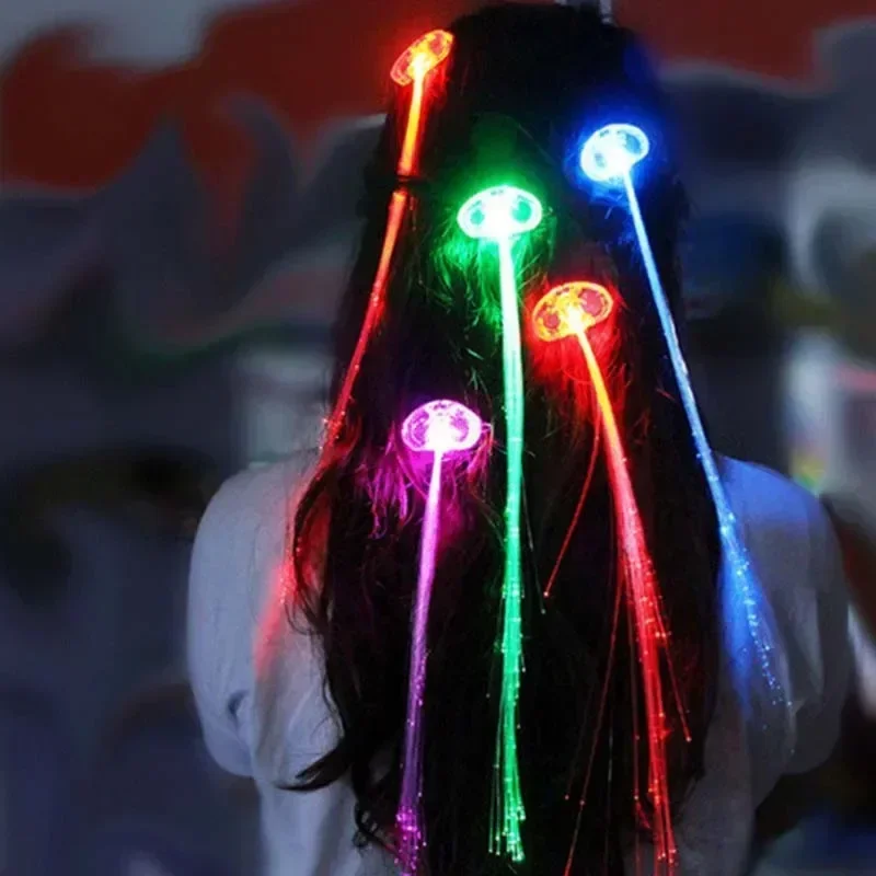 

60PC LED Flash Fiber Optic Hair Braid Barrettes Lights Party Light Headband Glow Wedding Birthday Cosplay Halloween Christmas