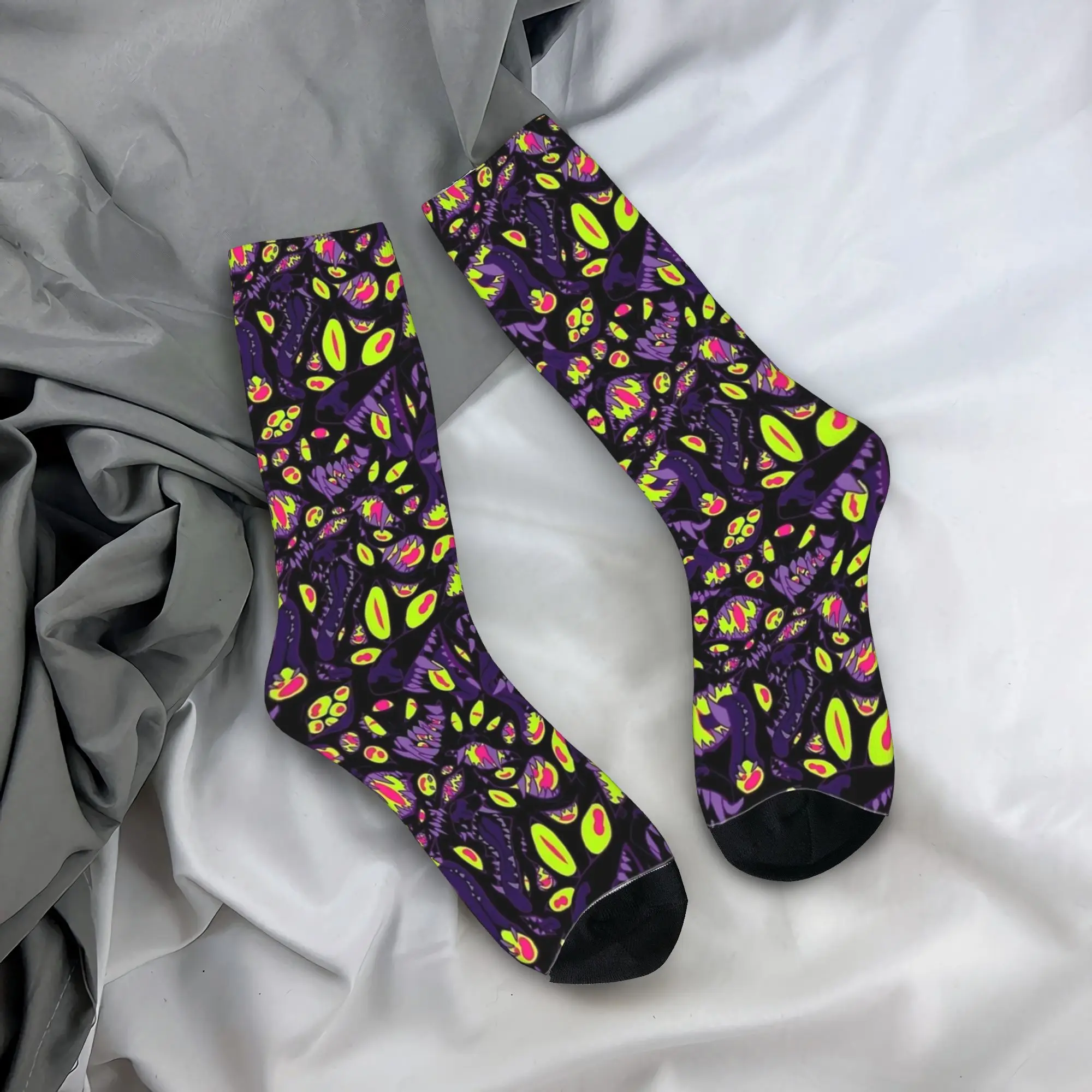 Men Socks Eyes & Teeth  Stockings Anti Sweat Soft Socks Autumn Gothic Printed Cycling Socks