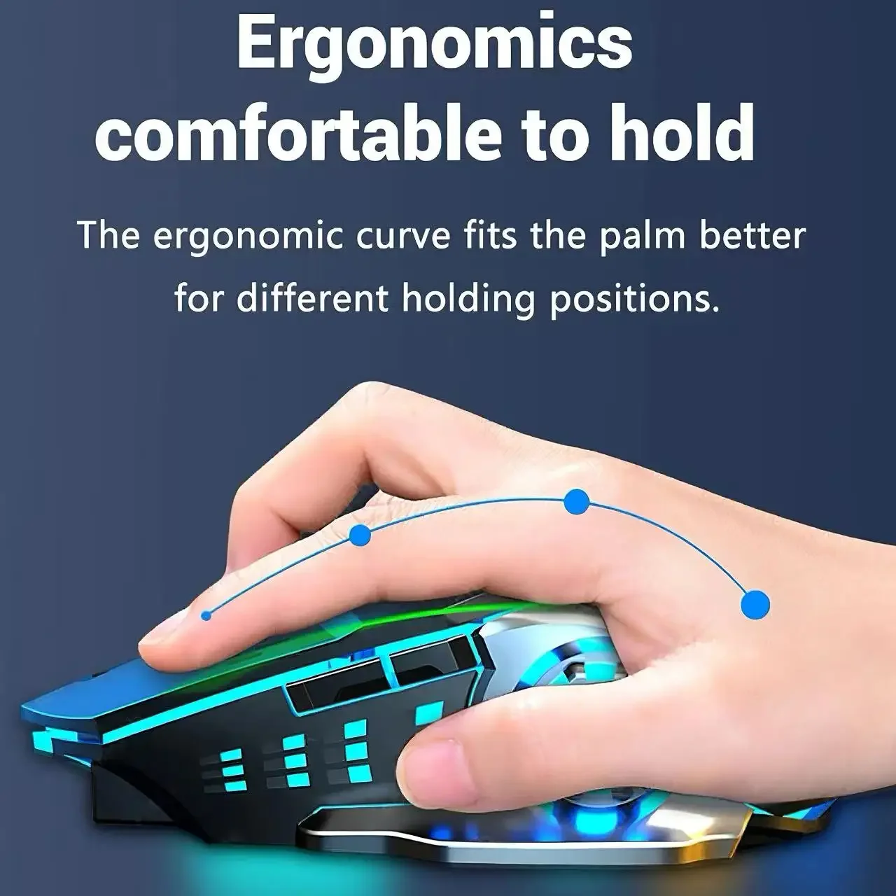 Portable Rechargeable Bluetooth Wireless Mouse Silent Luminous Gaming Mouse Ergonomic Office Game Mice For PC Notebook Computer image 4