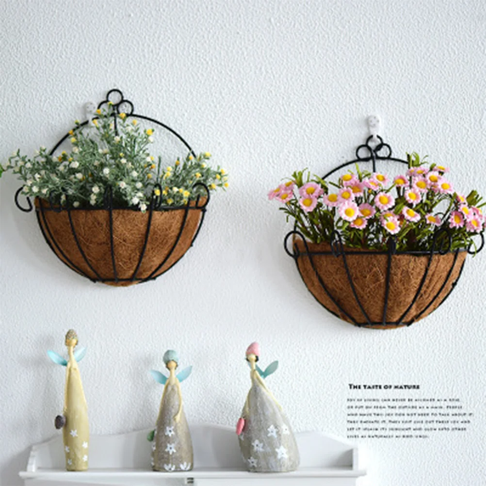 

Creative Sea Grass Basket Iron Flower Holder Wall Hanging Plant Stand for Table Garden Balcony Living Room Decor