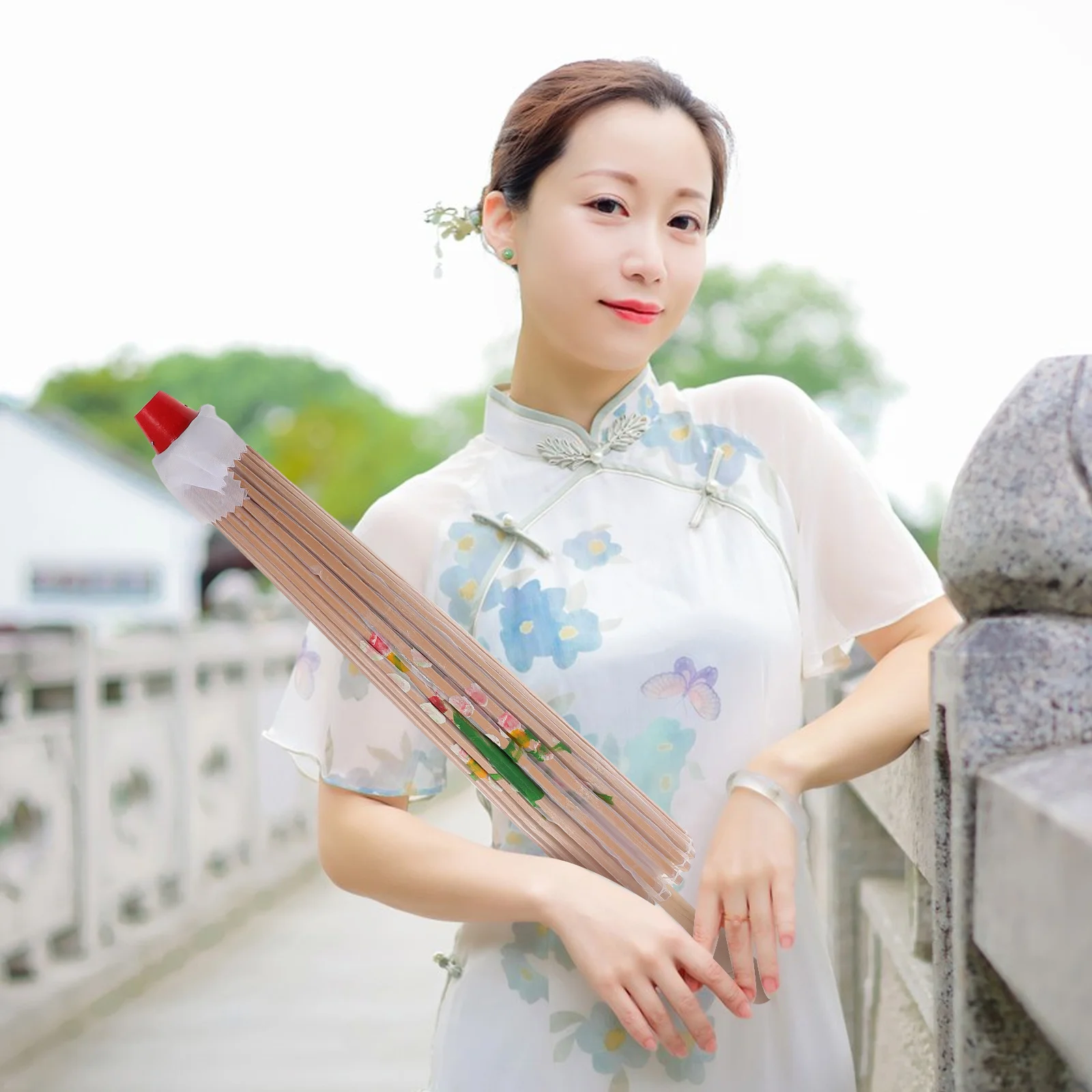 

Vintage Chinese Japanese Folding For Dance Prop Semitransparent Parasol Decorative Hand Umbrella For Photography