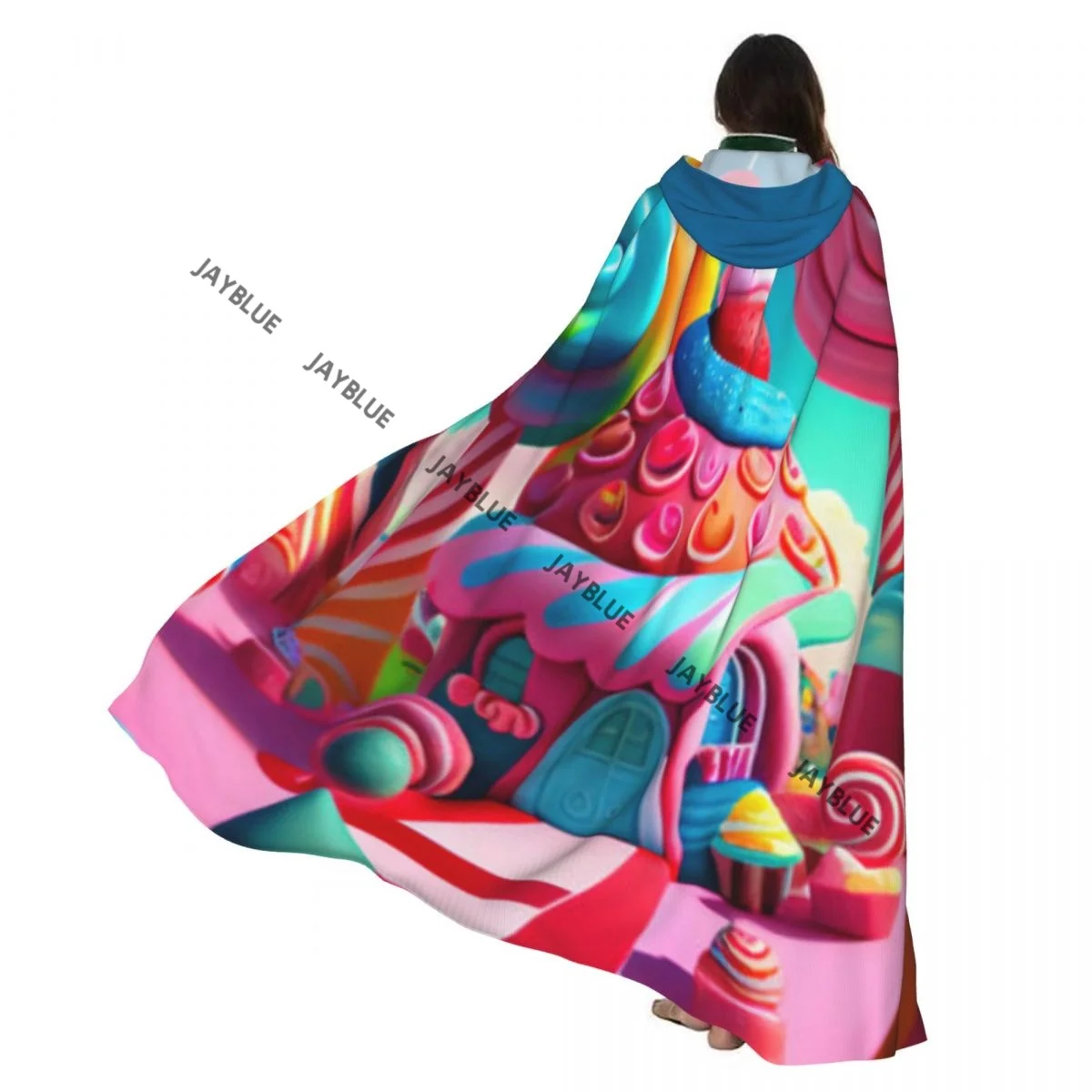 

Long Cape Cloak Sweet Candy Land Hooded Cloak Coat Autumn Hoodies
