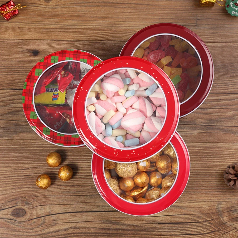 

4pcs Christmas Metal Tin Jars Coffee Tea Spice Candy Jewelry Storage Case Candle Making Containers Decorations Boxes