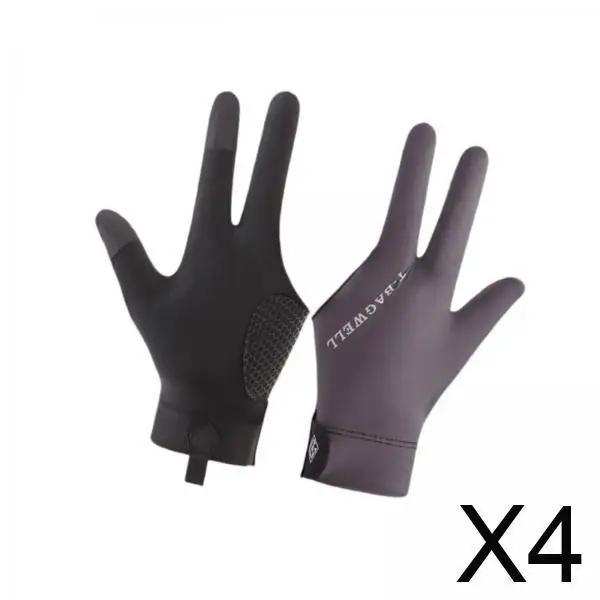 

4x Pool Gloves Pool Cue Mitts Breathable Accessories AntiSlip Separate Finger Gloves Billiard Gloves for Playing Men Sports