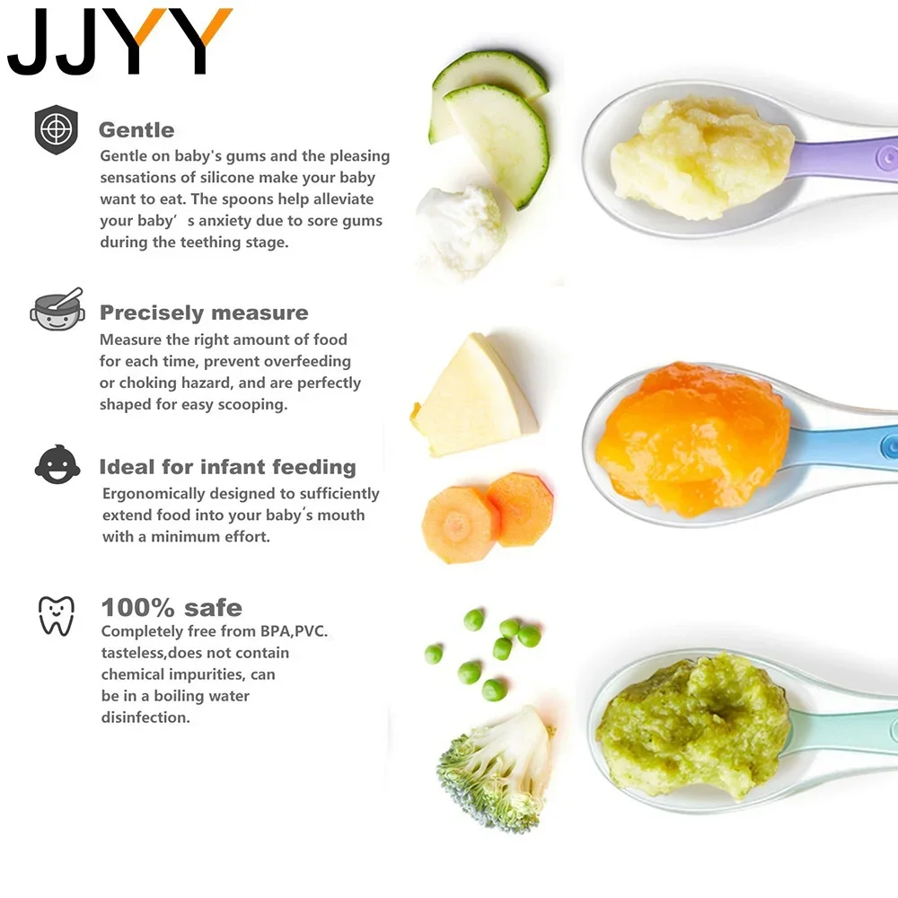 Baby Silicone Spoon Soft Colorful Spoon for Infant Toddler Feeding Kitchen Tools Travel Picnic Essentials