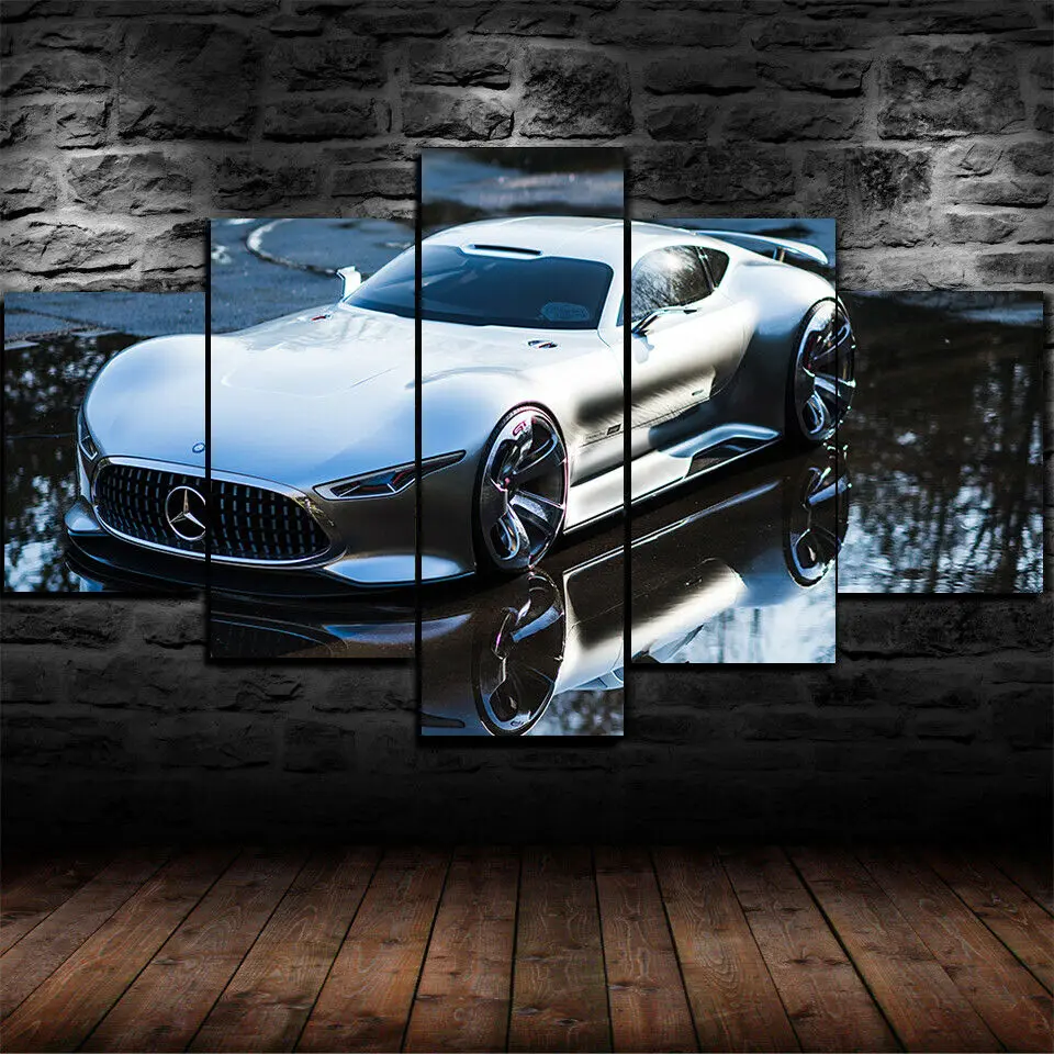 No Frame Canvas 5Pieces AMG Vision GT Super Sport Car Industry Wall Art Posters Pictures Paintings Home Decorations Room Decor