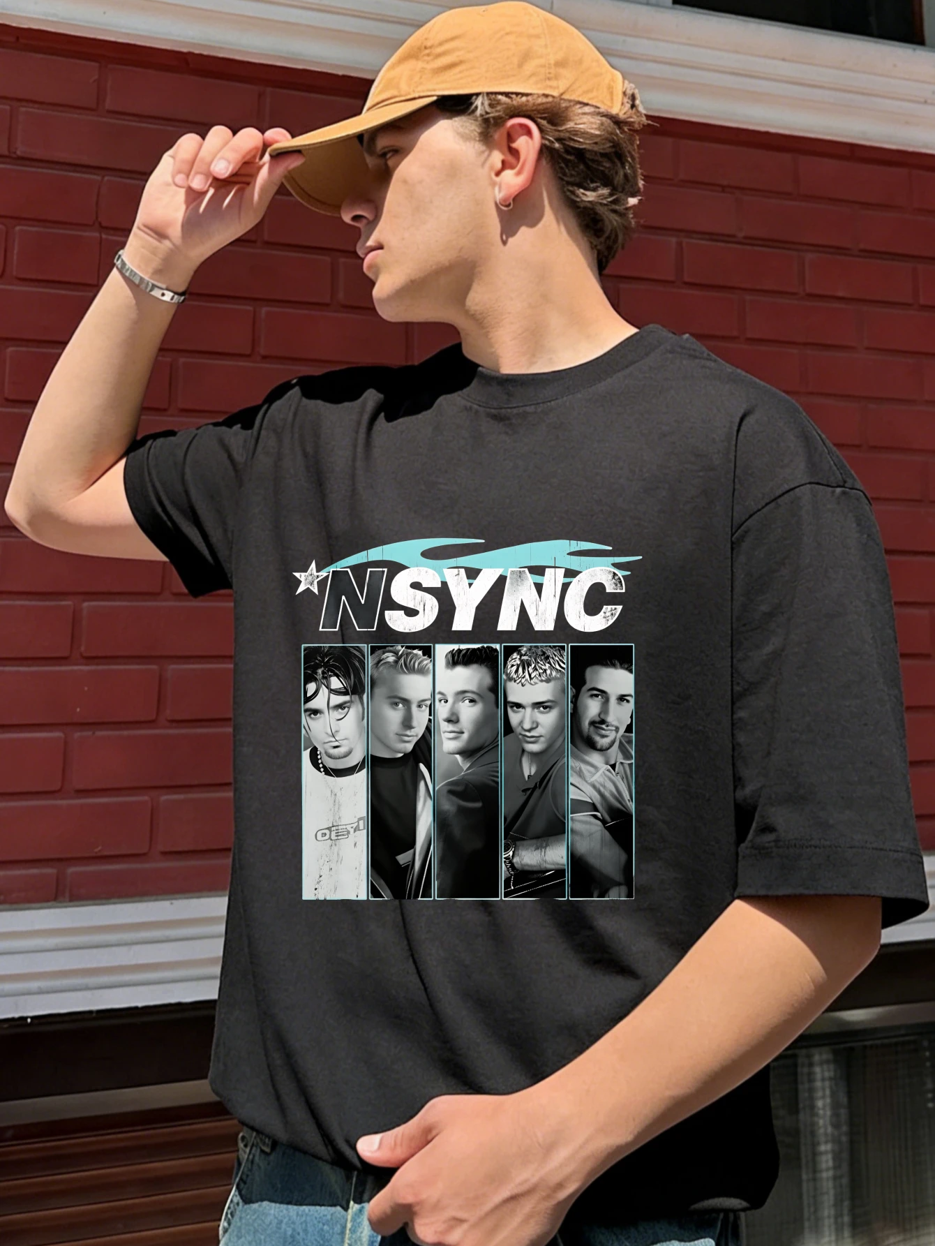 

Мужские футболки NSYNC с принтом в стиле Y2K, ретро, оверсайз, хлопковые, с коротким рукавом, летние, повседневные, уличный стиль, графические футболки для мужчин, подарок для него