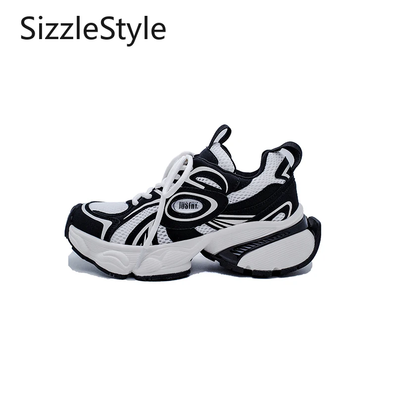 

Stylish Mixed-color Minimalist Patchwork Comfortable Platform Flat Women's Mesh Chunky Sneakers