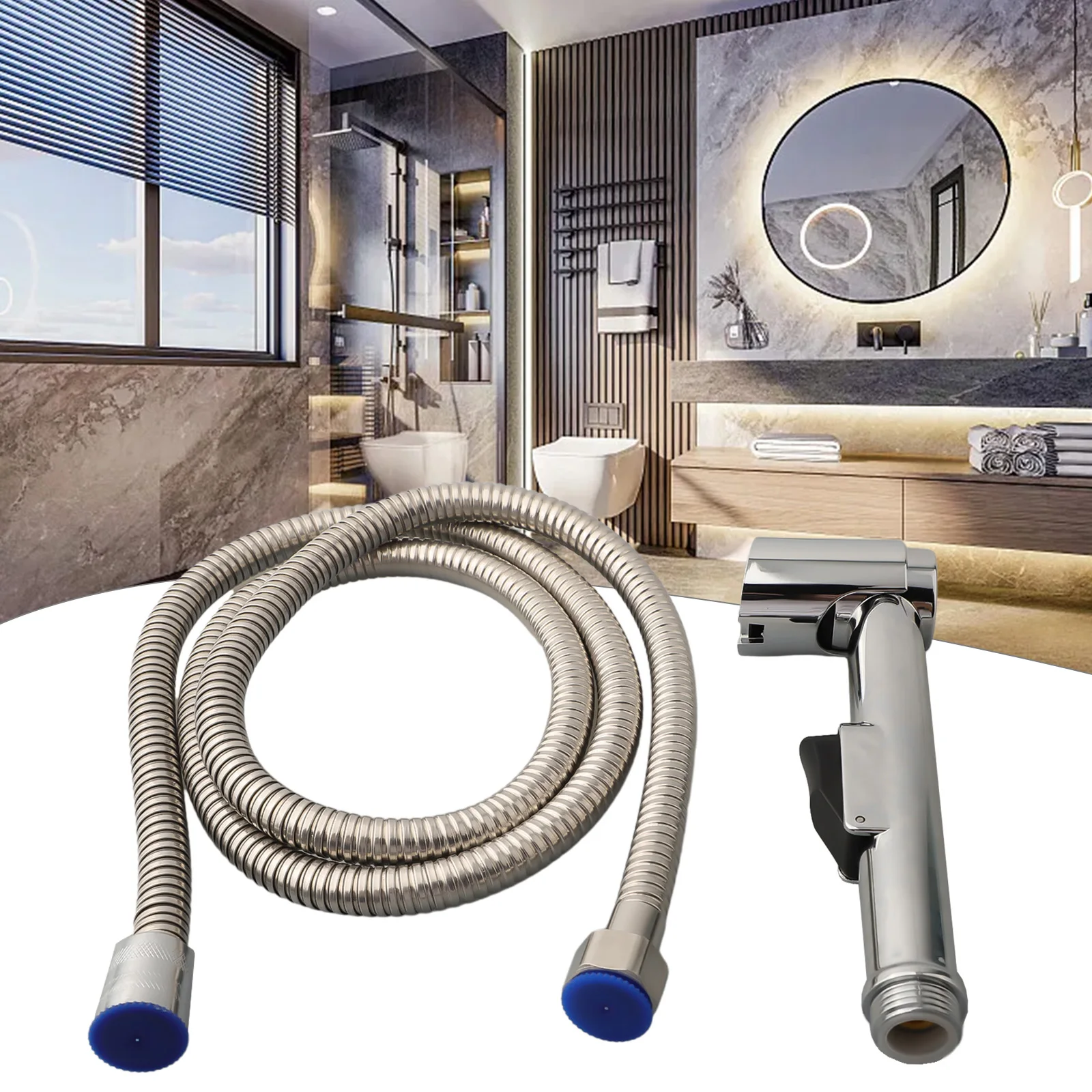 Hand Held Douche Spray Set ABS Hygienic Toilet Shower Head Hose Bidet Bracket WC Bathroom Water Valve Hose Holder