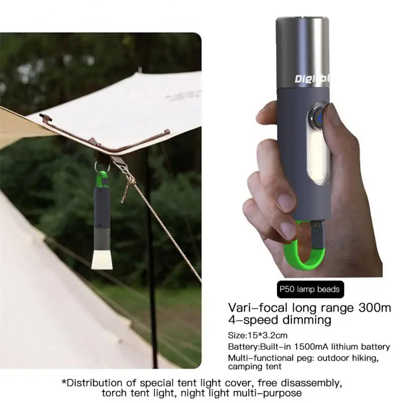 18650 Battery Waterproof Flashlight Press Switch Type-c Charging Light Little Monkey Flashlight Usb Charging Tactical Lamp