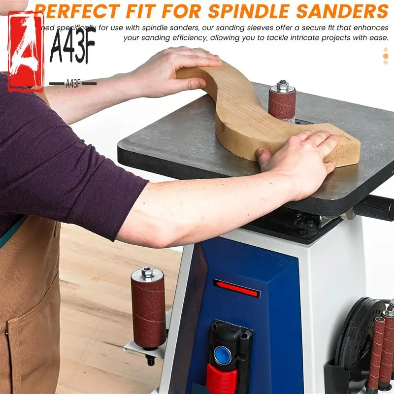 

A43F-6 Pack Sanding Sleeves For Spindle Sander, 120 Grit, Aluminum Oxide Sandpaper Power Sanding Sleeves