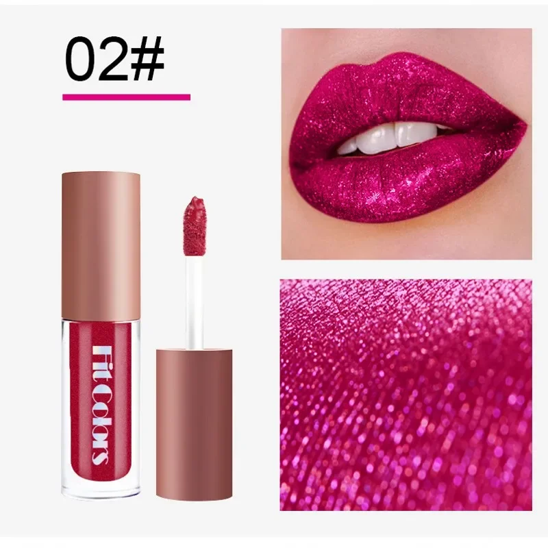 4 Stks/set Metallic Lipgloss Parelwitte Diamant Fijne Glitter Matte Hydraterende Waterdichte Lip Glazuur No-Stick Cup Vloeibare Lippenstift Kit