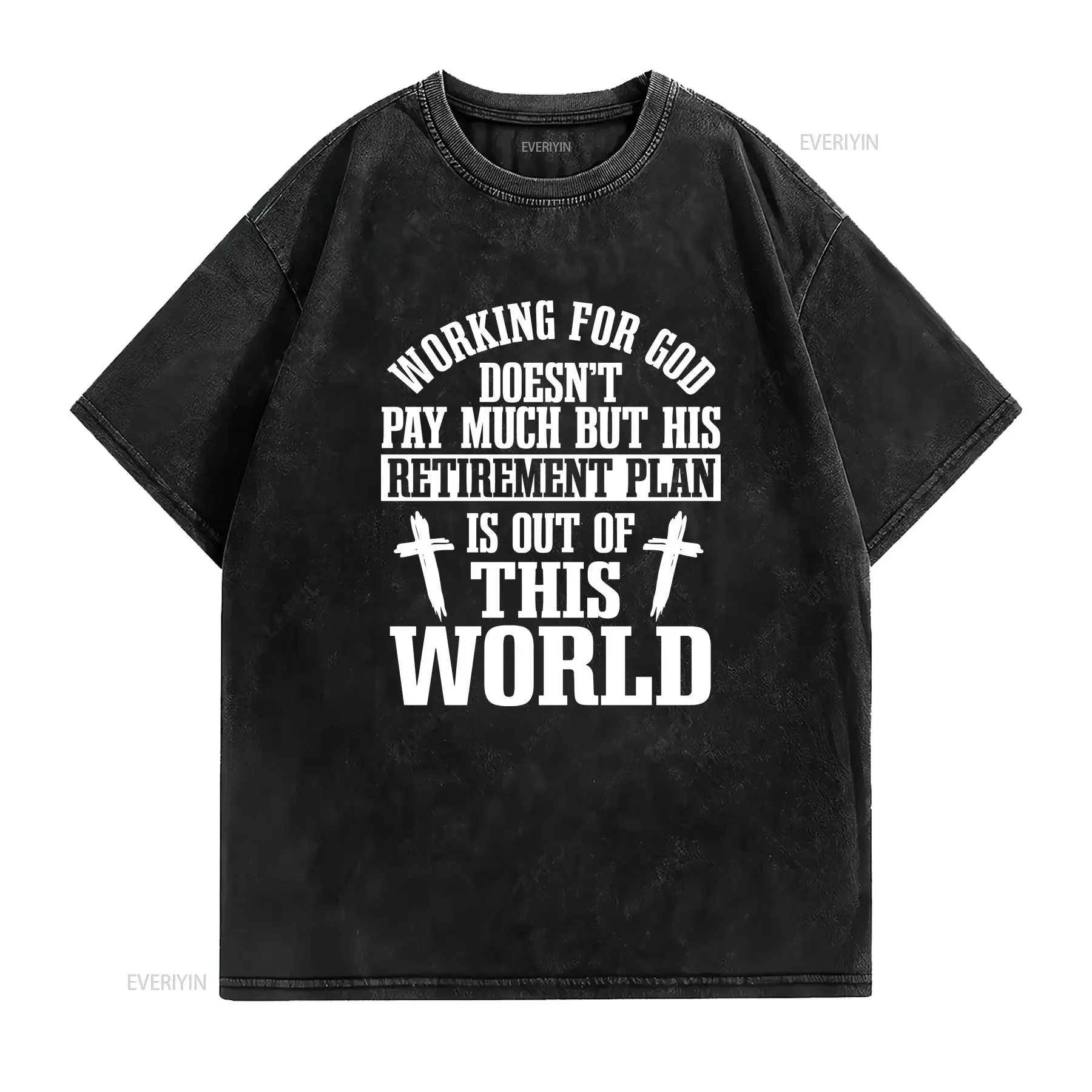 العمل من أجل الله لا يدفع تي شيرت القس القائد الديني الكنيسة الواعظ Presbyter تصميم وزير خمر غسلها #2