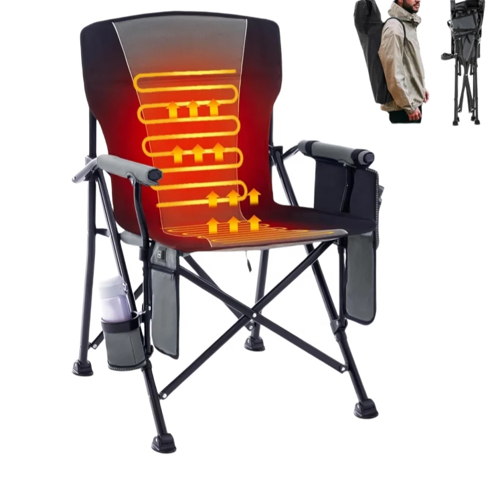 

High Quality Outdoor Heated Folding Chairs Foldable Fishing Chair With Armchair Heatable Camping Chair