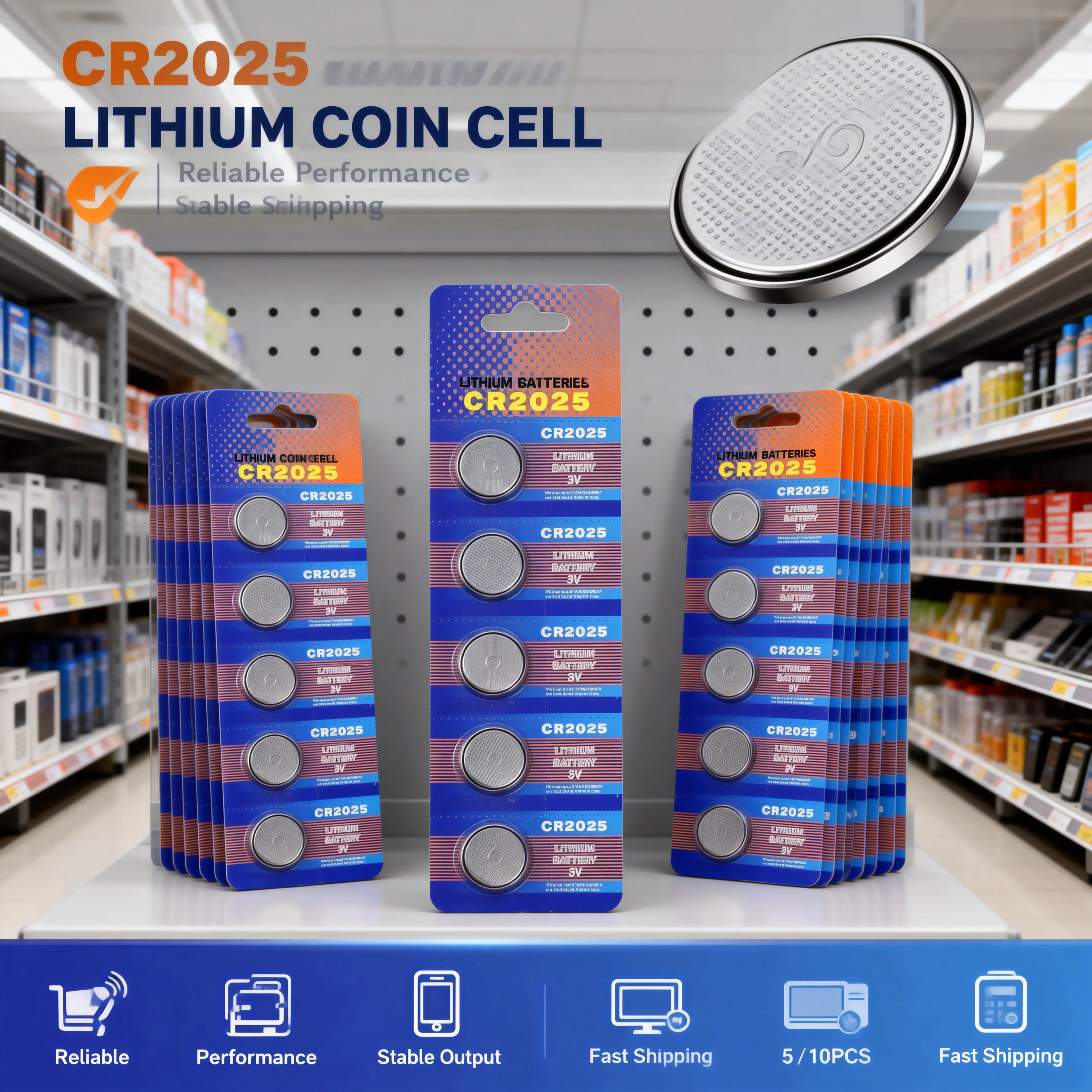 

5/10PCS CR2025 3V Lithium Coin Cell Battery Reliable Performance Stable Output for Watches Calculators Electronic Devices