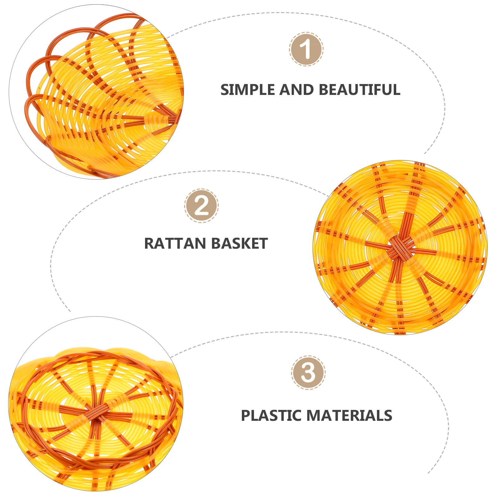 

3pcs Plastic Simulated Woven Baskets Snack Storage Box Bread Fruit Chips Organizer Kitchen Basket Desktop Storage Container