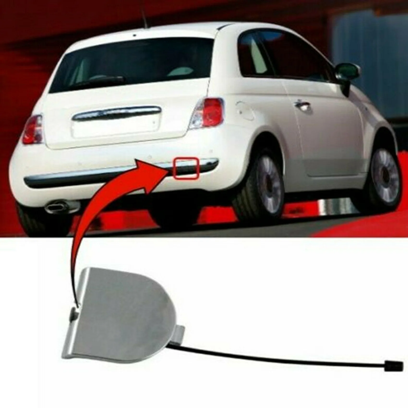 

735455393 Rear Bumper Grille Tow Eye Cap Cover Fits For Fiat 500 2007 2008 2009 2010 2011 2012