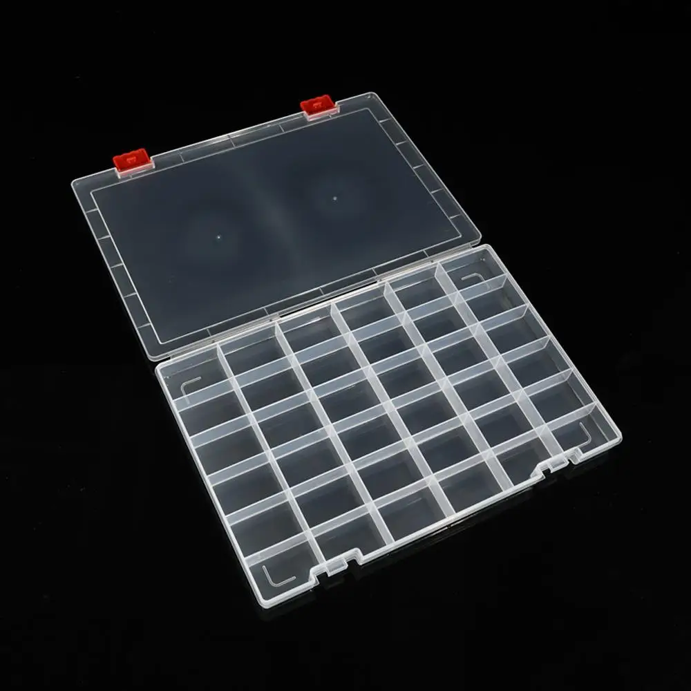 15/24/36/48 Grids Clear Box Thickened Transparent Plastic Jewelry Elastic Band Storage Box Display Organizer Tool Storage Case