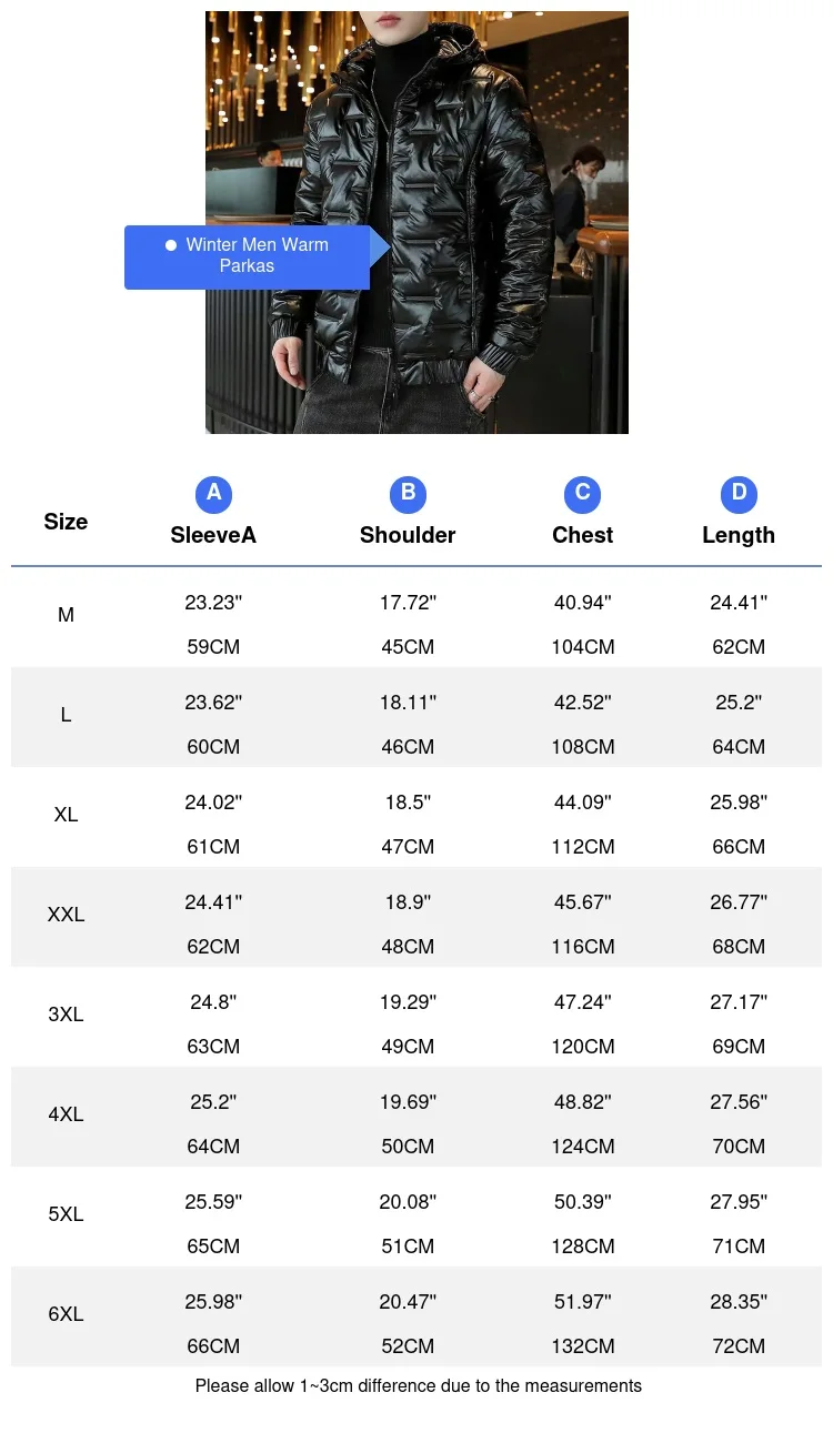 جاكيت مبطن دافئ للرجال ، باركا سميكة ، معاطف بغطاء رأس ، جواكيت حرارية ، سترة واقية من القطن ، ملابس الموضة ، 6XL ، الشتاء