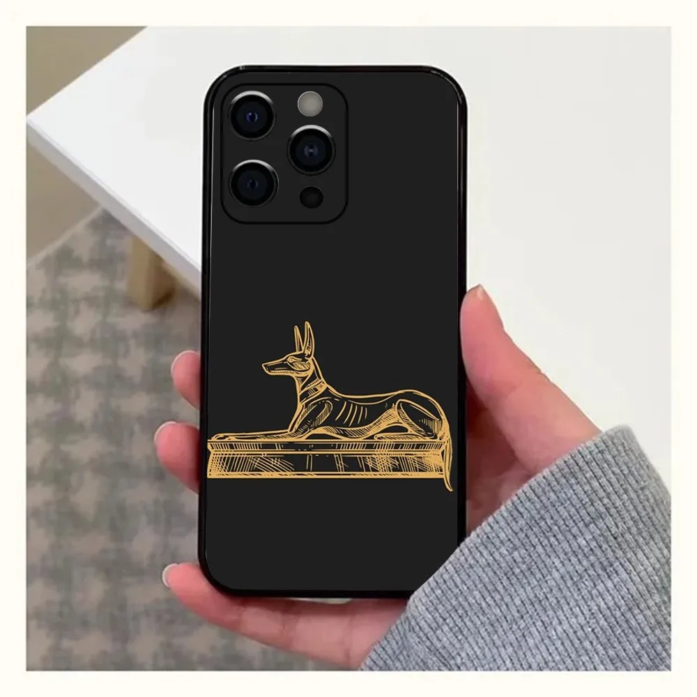 Egypt Pharaoh Mural Phone Case For Apple iPhone 15,14,13,12,11,Pro,X,XS,Max,XR,Plus,Mini Soft Black Cover