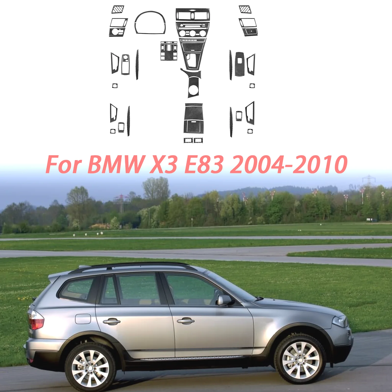 

Carbon Fiber Interior Decoration Sticker Central Control Gear Box Air Outlet Cover Trim Car Accessories For BMW X3 E83 2004-2010