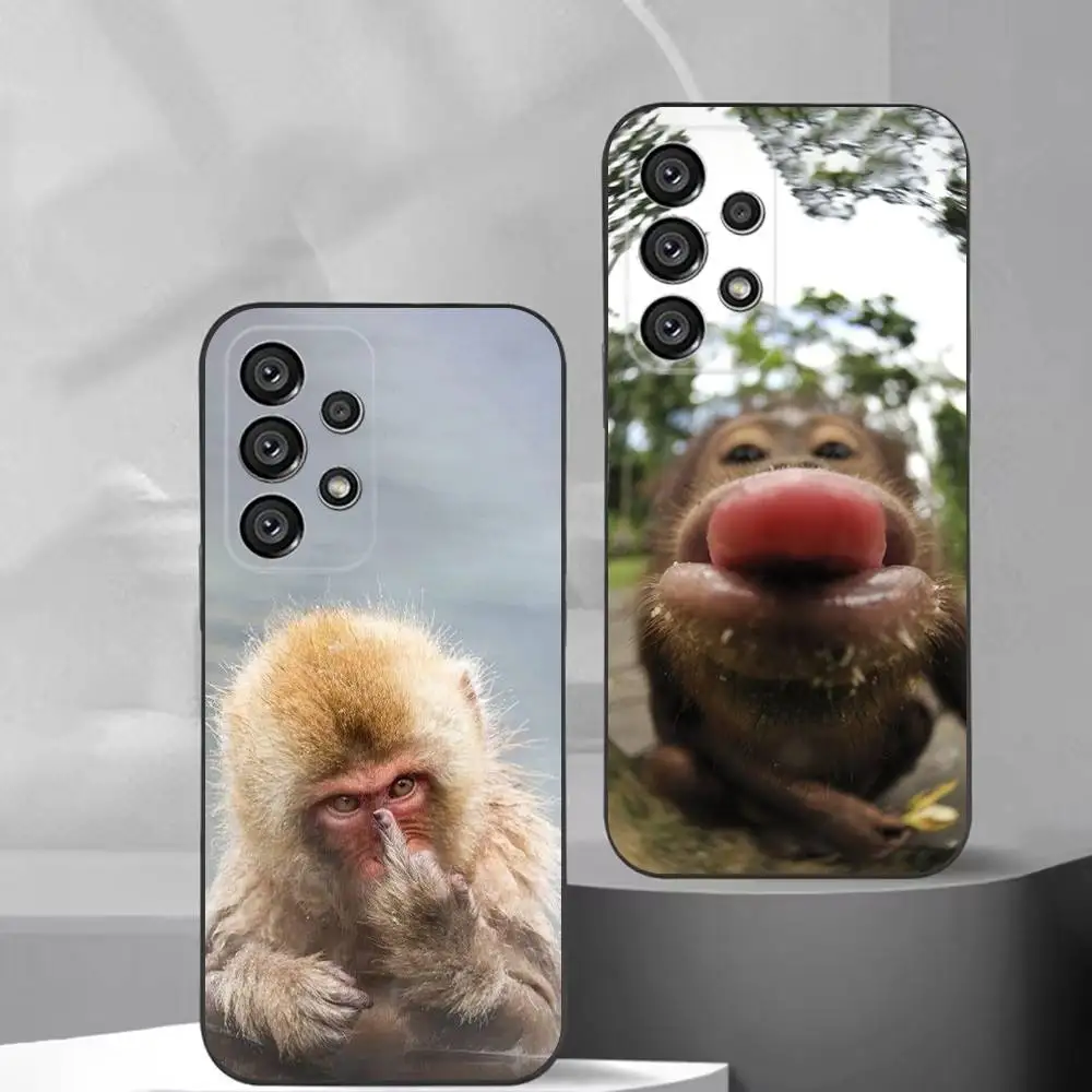 

Cute Funny Monkey Phone Case For Samsung S25,S24,S21,S22,S23,S30,Ultra,S20,Plus,Fe,Lite,Note,10,9,5G Black Cover