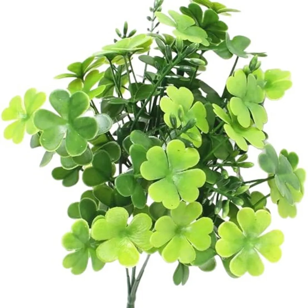 Artificial Green 4-Leaf Clover Plant 30cm Plastic Decor Piece for Modern For Home Office Wedding Floral Styling