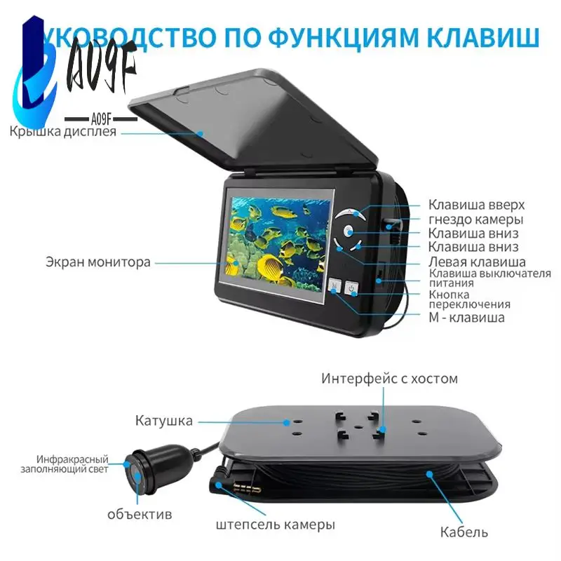 

A09F-Erchang F431b 4.3 Inch Underwater Fishing Camera 15 M Infrared Led Winter Fish Camera For Lake Ice Fishing