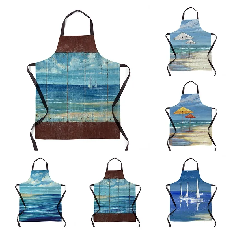 Aesthetics Women's Kitchen Apron Children's Waterproof Waitress Work Apron Original Oil Resistant Hawaiian Style Fashion Apron