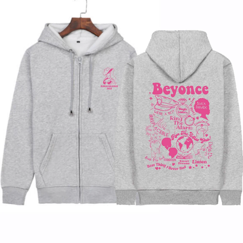 2023 Renaissance Beyonce World Tour Kpop Album Print Hoodie Sweatshirts Long Sleeve Streewear Pullover Clothes Zip Up Hoodie