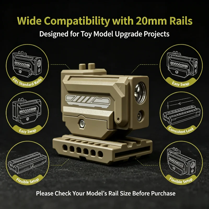 Compact Mini Rail Flashlight Bright White Light Precise Red Laser 20mm Rail Hobby Model Modification Supply