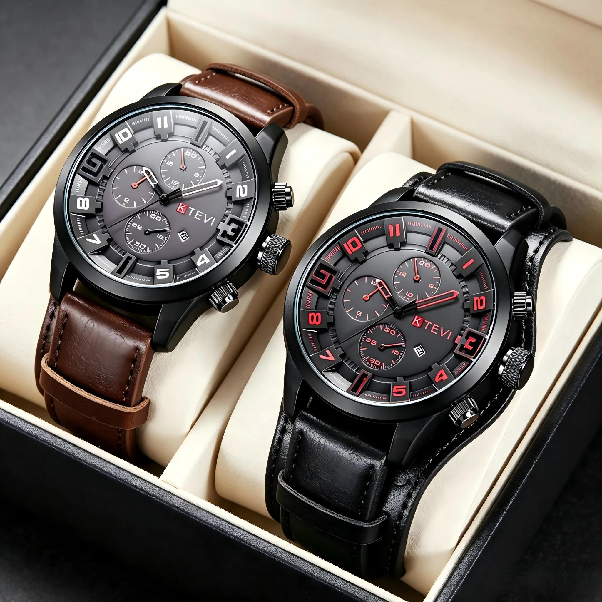 Luxury Watch Arabic - Modische Arabische Zifferblatt-Herrenuhr Quarz Casual Lederarmband