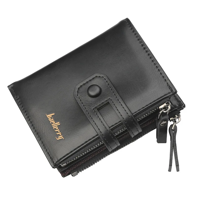 

2023 New Men Wallets Leather Double Zipper Card Holder Short Male Purse Coin Pocket Vintage Brand High Quailty Men Wallets