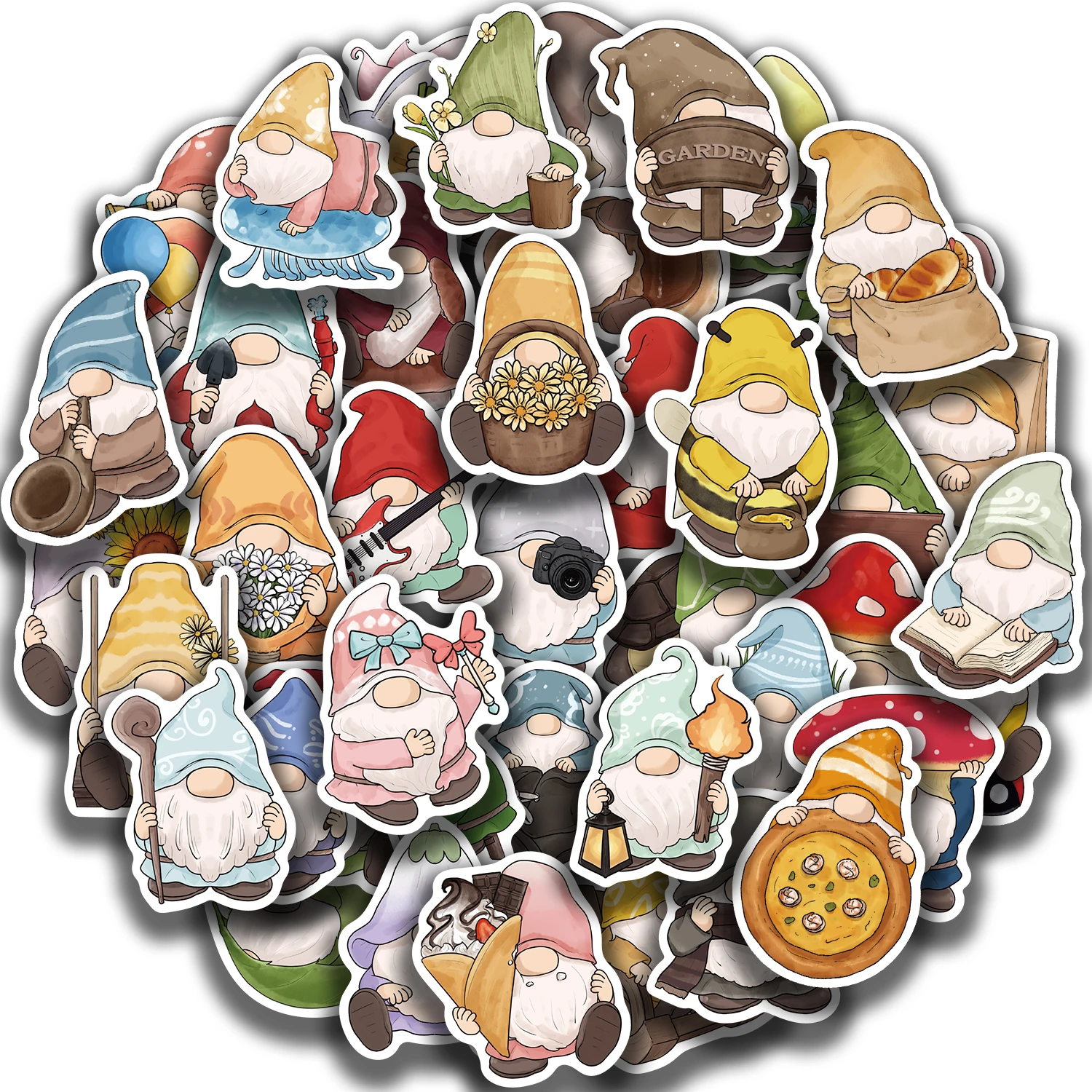 50PCS Gnome Dwarf Stickers Waterproof Vinly Stickers Decorative DIY Graffiti Luggage Stickers Children's Toys