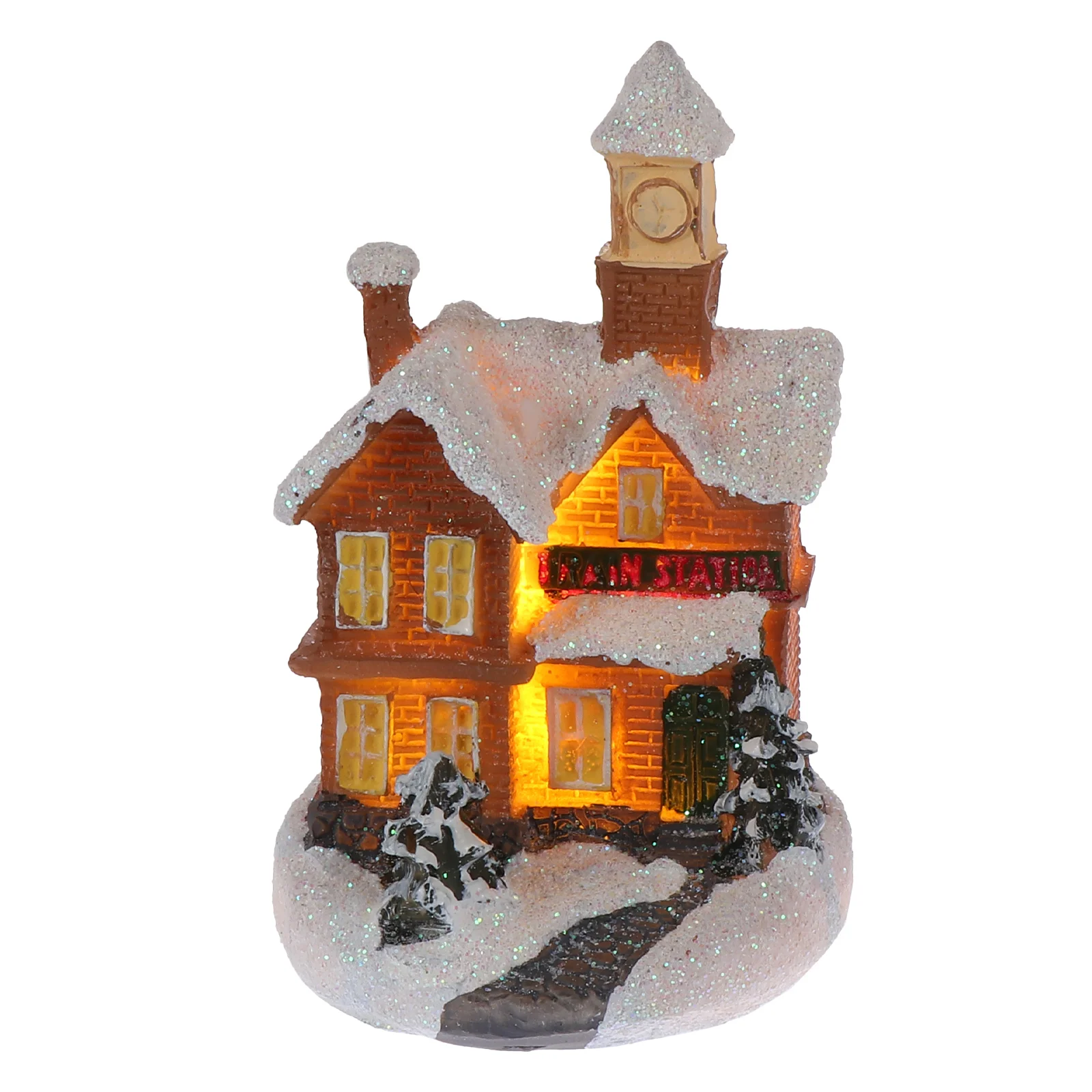 

House Ornaments Christmas Decor Festival Scene Adornment Decorations Birthday for Girl Luminous Xmas Resin Decorate