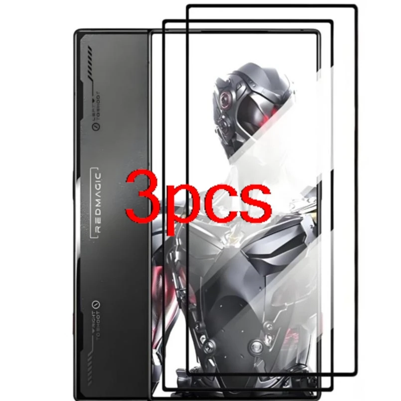 3 قطعة غطاء كامل أسود من الزجاج المقسى لهاتف ZTE nubia RedMagic 8 Pro واقي للشاشة على Red Magic8 pro 8pro HD زجاج واقي
