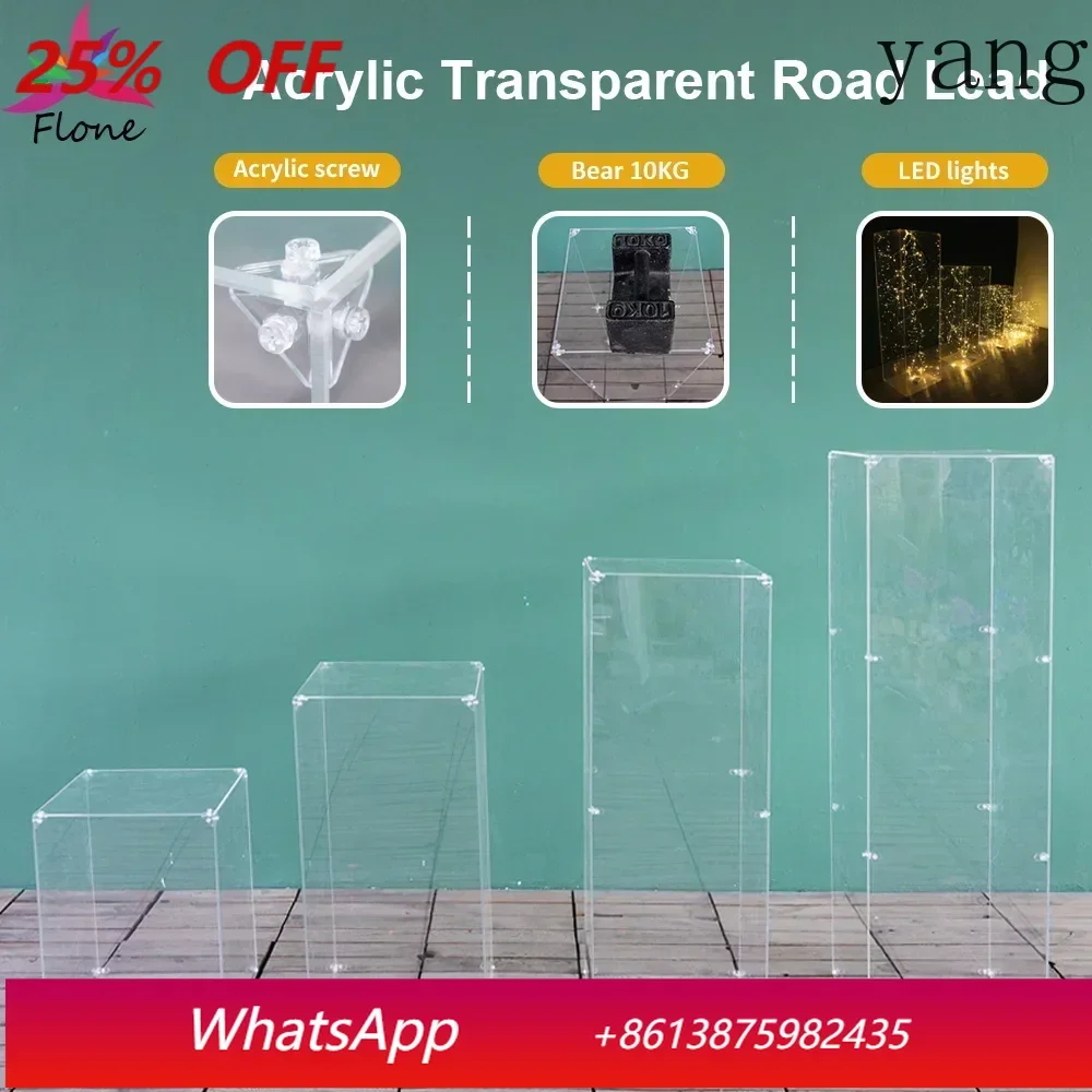 

Baby Shower Birthday Backdrop Decorations Acrylic Transparent Road Lead Cuboid Table Stand Clear Display Frame Party Supplies