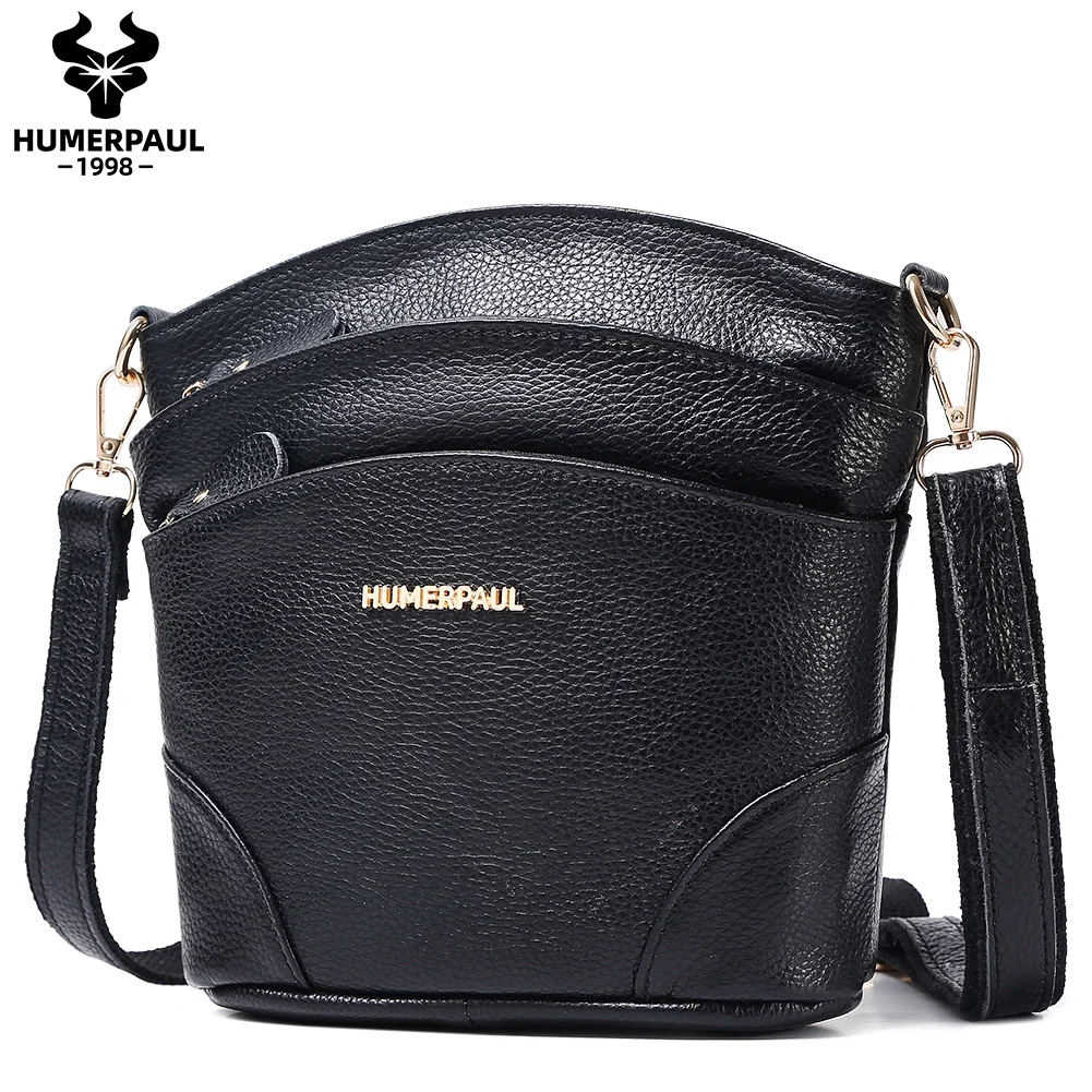 

HUMERPAUL Genuine Leather Single Shoulder Crossbody Bag Daily Essentials Messenger Bags Female Fashion Cell Phone Purse