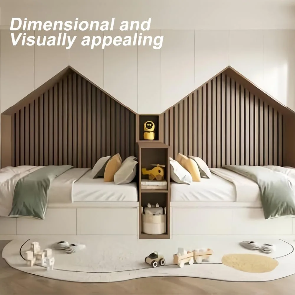Akustyczne panele ścienne z drewna na ściany i sufit, 3D, karbowane, dźwiękochłonne, wygłuszające, z wykończeniem drewnianym, 108×6
