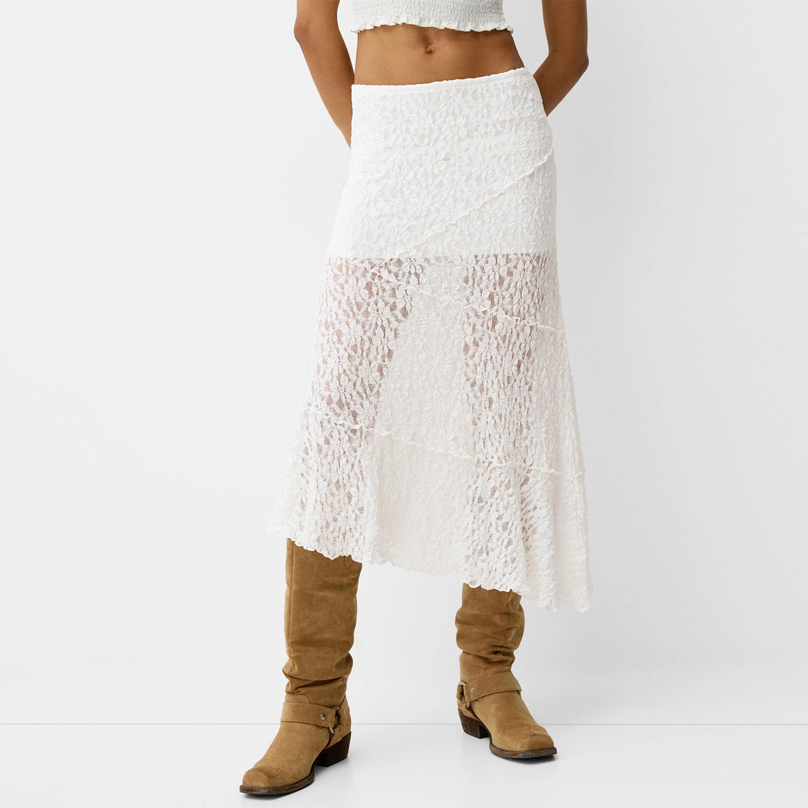 

Women Lace Skirt Summer Elegant Long Skirt Low Waist Patchwork Slim Fit Skirts Vintage High Waist Midi Sheer Fairycore Skirts