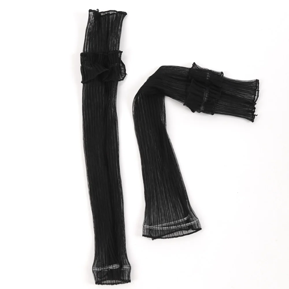 Spring Summer Long Fingerless Gloves Women Sun Protection Sleeves Gloves Thin Mesh Arm Sleeve Sunscreen Uv Cycling Accessories