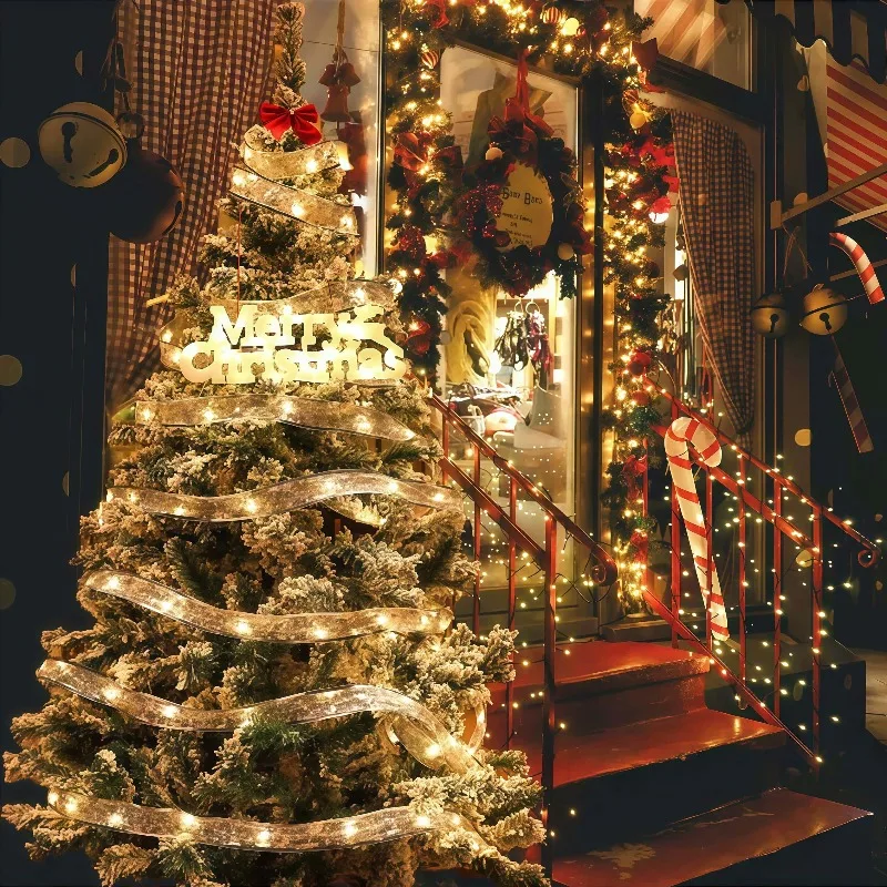 Christmas Decoration Lights,Ribbon Fairy LED String Lights,Battery Powered (Batteries Not Included),DIY Christmas Tree Ornaments