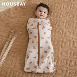 Baby Sleeping Bag Newborn Baby Swaddle Sleeveless Sleep Sack Summer Thin 100% Cotton Soft 2-Ways Zipper Diaper Changing Bag