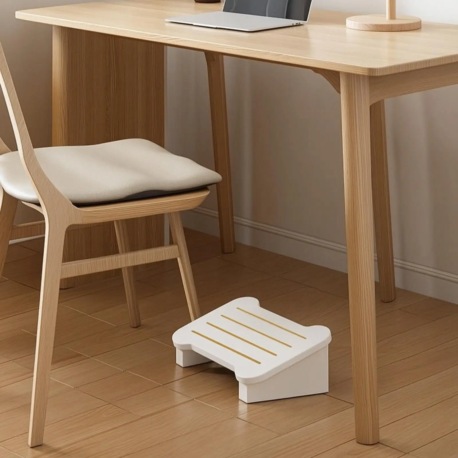 Raised Under-Desk Footrest Stool Sturdy Under Desk Footrest Natural Slanted Foot