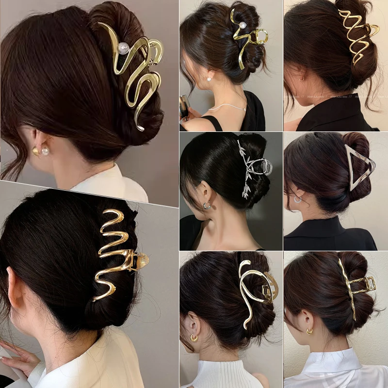 Pinzas para el pelo con forma de estrella de Metal para mujer y niña, pinzas geométricas coreanas, horquillas de cangrejo, accesorios para el cabello