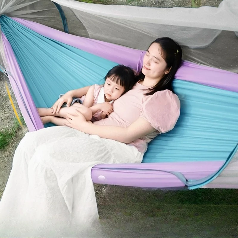 Light luxury inflatable mosquito repellent hammock, outdoor camping cradle, swing with mosquito net, summer adult tip-over